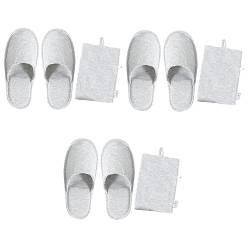 FOMIYES 3 Paare Faltbare Hausschuhe Bequeme Hausschuhe Flauschige Sandale Slipper Schlafzimmer Pantoffel Fleece-hausschuhe Dianzhu-baumwolle; Wildledersohle Haushalt Weiß Flugzeug Reisen von FOMIYES