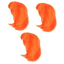 FOMIYES 3 Stk Orange Perücken Für Frauen Cosplay Hochtemperaturfaserperücke Bob-haar-perücke Perücke Mit Flachem Toupet Für Frauen Neon Party Perücken Kopfbedeckung Kurzes Haar Damen von FOMIYES