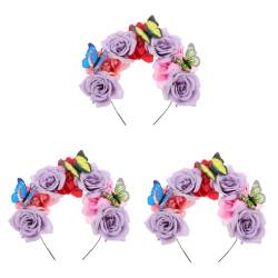 FOMIYES 3St Blumen-Schmetterlings-Kopfschmuck haarschmuck für damen haarzubehör für damen Stirnband Schmetterlings-Accessoires für Frauen Gothic-Accessoires gotisch künstliche Stoff von FOMIYES