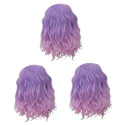 FOMIYES 3st Perücken Kurvige Perücke Cosplay-kopfbedeckung Frauen Perücke Violett Mode Haarschmuck von FOMIYES