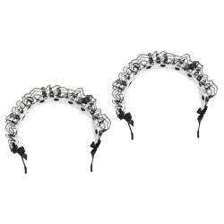 FOMIYES 4 Stück Spitzenstirnband Tiara für Mädchen Yoga-Dekor Haargummis Haarschmuck Retro-Stirnbänder Kopfbedeckungen mit Schleifenknoten Jahrgang Perücke Fräulein Stoff von FOMIYES