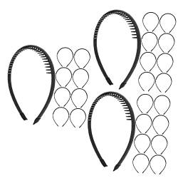 FOMIYES 54 Stk Gezahntes Stirnband Stirnbänder Für Mädchen Zahn Haarkamm Stirnband Schwarze Stirnbänder Für Frauen Durchsichtige Gummibänder Für Haare Tuch Zahn Kamm Stoff Fräulein von FOMIYES