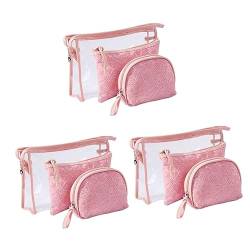 FOMIYES 9 STK Kosmetiktasche Mit Reißverschluss Rosa Kosmetiktasche Klare Schminktasche Reisekosmetiktaschen Kulturbeutel Für Damen Reise-Kosmetiktasche Reisen Bilden Dreiteiliger Anzug von FOMIYES