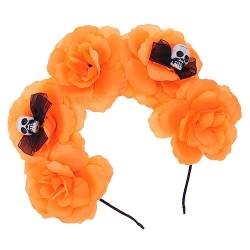 FOMIYES Halloween-Kranz Lolita-Kleidung Kopfhörer-Stirnband Halloween-Party-Kopfhörer-Stirnband Totenkopf-Blumen-Stirnband Kleidungszubehör Künstliche Blumen Rosen Dekorieren von FOMIYES