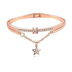 FOMIYES Handschmuck Armbänder für Frauen Kristallanhänger Armband für Frauen edelstein armbänder Strass-Armreif Roségold armschlinge Damenarmband Sternarmband Diamant Silberkette Fräulein von FOMIYES