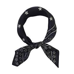 FONYVE 100% Maulbeerseide Schals für Frauen – leichtes quadratisches Satin-Kopftuch – kleiner Seiden-Haarschal zum Schlafen 53,3 cm, 40 Constellation Schwarz, Small von FONYVE