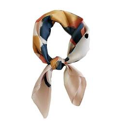 FONYVE Silk Feeling Schal Medium Square Satin Kopftuch für Frauen 27,5 × 27,5 Zoll, 11 Ölfarbe Rosa, Medium von FONYVE