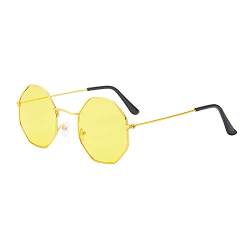 FOOOZ Mode Polygon Kreative transparente Ocean Lens Sonnenbrille Achteckige Trendsetter Sonnenbrille Metallrahmen Brille,Gelb,Einheitsgröße von FOOOZ