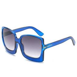 Mode Übergroße Frauen Sonnenbrille Kunststoff Weibliche Große Rahmen Gradient Sonnenbrille UV400,Blau,Andere von FOOOZ