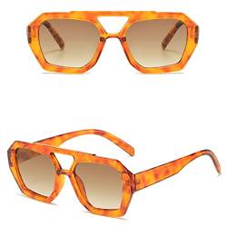 Retro Damen Sonnenbrille Big Frame Leopard Brown Gradient Eyewear Mode Luxus Designer Sonnenbrille Herren Shades, c4 Douhua Tea, Einheitsgröße von FOOOZ