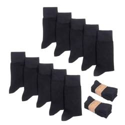FOOTNOTE 10 Paar Hochwertige Socken Damen Baumwollsocken Socks Business, 35-38, Schwarz von FOOTNOTE