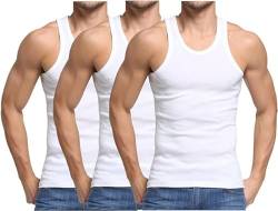 FORBEMK 3er Pack Tanktops Unterhemd Herren durch gekämmte Feinripp Bio-Baumwolle Schrumpft Nicht Verblasst Nicht Undurchsichtig-3White-XL von FORBEMK