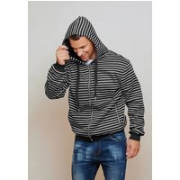 FORBEST Hoodie Warme Kapuzen Jacke Gestreifter Full Zip Sweat Hoodie 4379 in Schwarz von FORBEST