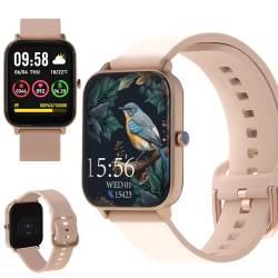 FOREVER Smartwatch, Smart Watch Damen 1.7" 240x280 px Fitness Tracker Uhren für Android IOS, IP68 Wasserdicht Pulsmesser Schrittzähler Rosagold von FOREVER