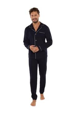 FOREX Lingerie Edler Herren-Pyjama aus 100% Baumwolle Schlafanzug Hausanzug (XXL, Dunkelblau) von FOREX Lingerie