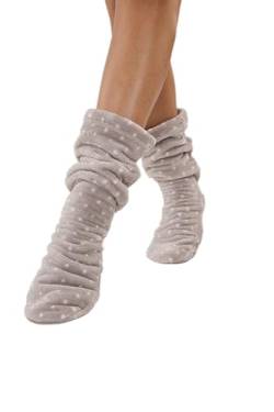 FOREX Lingerie Kuschelsocken Weiche Bequeme Warme Flauschige Haussocken für Damen Mädchen, grau-gepunktet, Gr. 39-41 von FOREX Lingerie