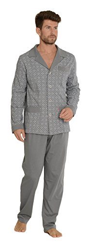 FOREX Lingerie edler Herren-Pyjama aus 100% Baumwolle Schlafanzug Hausanzug im tollen Design, grau, Gr. 3XL von FOREX Lingerie
