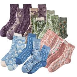 FORJMMP Vintage bestickte Blumen Socken für Frauen gekämmte Baumwolle Crew Socken, 20 Paare-Mix, 37-40.5 EU von FORJMMP