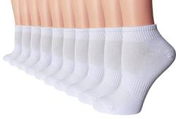 FORMEU Damen Feuchtigkeitsableitende Athletic Low Cut Knöchel Baumwolle Socken Kissen oder nicht Kissen Bequem 4/6/10 Paar, Nicht-Kissen, dünn, Weiß, 10 Paar, 37-42 EU von FORMEU