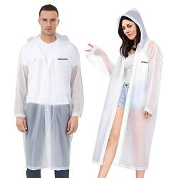 FORMIZON 2 Stück Regenponcho, Regenponcho Wiederverwendbarer, Transparent Regenmantel mit Kapuze, Wasserdicht Regencape Atmungsaktiv Regenjacke Damen Herren für Konzert, Wandern, Radfahren, Camping von FORMIZON