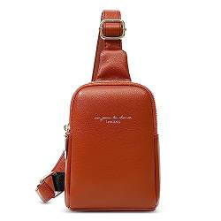 FORRICA Brusttasche Damen Mode Sling Bag Mädchen Kleine Crossbody Tasche PU Leder Schultertaschen Leicht Sling Rucksack für Reisen Draussen Reiten Braun von FORRICA