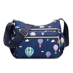 FORRICA Crossbody Tasche Damen Große Bunte Umhängetasche Frauen Leichte Nylon Schultertasche Multi Taschen Blau von FORRICA