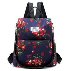 FORRICA Damen Rucksack Anti Diebstahl Schultertasche Mode Druck Oxford Tuch Schultasche Frauen Schulrucksäcke leicht Reiserucksack Blume A von FORRICA