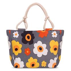 FORRICA Handtaschen Damen Groß Shopper Tasche Casual Segeltuch Schultertasche Schön Muster Frauen Handtaschen für Reisen Urlaub Einkaufen Blume E von FORRICA