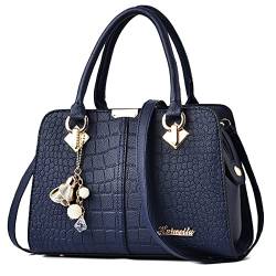 FORRICA Handtaschen Damen Mode Schultertasche Frauen Umhängetasche Shopper Tasche PU Leder Henkeltasche mit Schön Anhänger Blau A von FORRICA