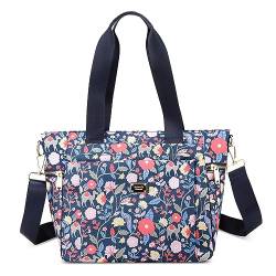 FORRICA Handtaschen Damen Umhängetasche mit Blumenmotiv Crossbody Bag Wasserdicht Nylon Tragetasche Lässige Tote Bag Frauen Schultertasche Damentasche für Shopper Reise Blume B von FORRICA