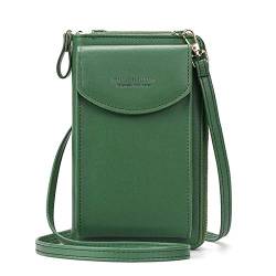 FORRICA Handy Umhängetasche Damen Leichte Geldbörse Frauen Kleine Crossbody PU Leder Schultertasche Mädchen Handytasche mit Kartenfächer Verstellbar Schultergurt Grün von FORRICA