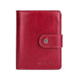 FORRICA Herren Echte Leder Geldbörse RFID Schutz Damen Geldbörse Rindsleder Geldbeutel Portemonnaie mit Geschenkbox Rot von FORRICA