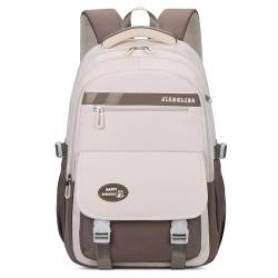 FORRICA Mädchen Schulrucksack Studenten Ranzen Groß Damen Rucksack Wasserdicht Polyester Schultaschen 15,6 Zoll Laptop Tagesrucksack Daypack für Reisen Camping Braun von FORRICA