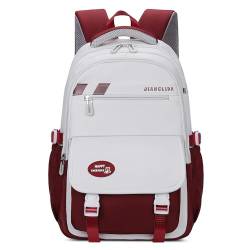 FORRICA Mädchen Schulrucksack Studenten Ranzen Groß Damen Rucksack Wasserdicht Polyester Schultaschen 15,6 Zoll Laptop Tagesrucksack Daypack für Reisen Camping Rot von FORRICA