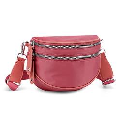 FORRICA Umhängetasche Damen Brusttasche Sling Mode Frauen Schultertaschen Kleine Crossbody Tasche wasserdichte mit Große Öffnung Rosa von FORRICA