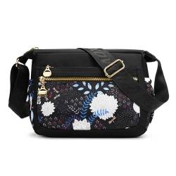 FORRICA Umhängetasche Damen Große Bunte Crossbody Handtasche Frauen Leichte Nylon Schultertasche Multi Taschen Blume C von FORRICA