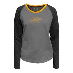 FORSBERG Longsleeve Damen Shirt Langarm zweifarbig mit polygonem Bären Logo auf der Brust, Farbe:schwarz/Bronze, Größe:M von FORSBERG