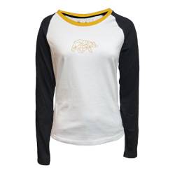 FORSBERG Longsleeve Damen Shirt Langarm zweifarbig mit polygonem Bären Logo auf der Brust, Farbe:weiß/Bronze, Größe:XXL von FORSBERG