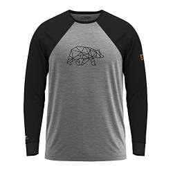 FORSBERG Longsleeve Raglar Shirt Langarm zweifarbig grau schwarz mit polygonem Bären Logo auf der Brust, Farbe:grau/schwarz, Größe:3XL von FORSBERG