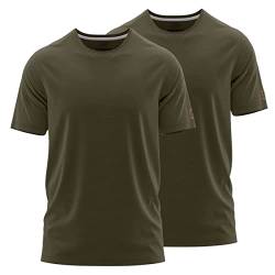 FORSBERG T-Shirt Doppelpack zum Sparpreis einfarbig Rundhals hochwertig robust bequem guter Schnitt, Farbe:dunkeloliv, Größe:L von FORSBERG