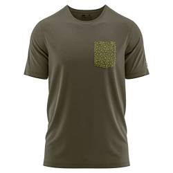 FORSBERG T-Shirt mit Brustlogo im Polygondesign, Farbe:dunkeloliv/Lime, Größe:3XL von FORSBERG