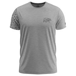 FORSBERG Thyrison T-Shirt Rundhals mit Brustlogo Bär mit Polygon Design hochwertig robust hellgrau Melange für Herren, Farbe:hellgrau, Größe:M von FORSBERG