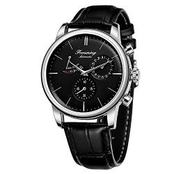 FORSINING Automatische Armbanduhr für Herren, Gangreserve, Datumsanzeige, modische mechanische Armbanduhr, 01-Schwarz, Automatische Uhr, mechanisch, selbstaufziehend von FORSINING