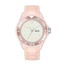 FORSINING Damen-Armbanduhr, analoge Quarz-Sport-Armbanduhr, Silikon-Armband, wasserdicht, Krankenschwester-Armbanduhr, Kalender, Datumsanzeige, 24 Stunden mit Sekundenzeiger, rose von FORSINING