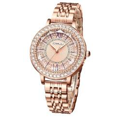 FORSINING Damen-Armbanduhr, elegant, analog, Quarz-Armbanduhr, 14 mm, Edelstahlband, luxuriöses Diamant-Zifferblatt, gold von FORSINING