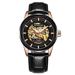 FORSINING Herren-Armbanduhr, automatisch, mechanisch, wasserdicht, Tourbillon, Herren-Armbanduhr, Skelett, selbstaufziehend, Sport-Armbanduhr, Mode, Business, Rosegold Schwarz von FORSINING