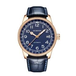FORSINING Herren Armbanduhr Automatische Mechanische Armbanduhr mit Lederband Mode Business Analog Datumsanzeige Uhren Wasserdicht, Blau 2 von FORSINING
