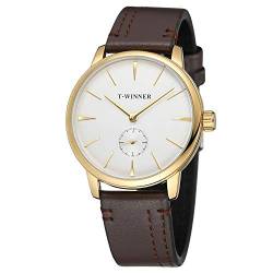 FORSINING Men's Mechanical Hand-Wind Simple Casual Analogue Watch with Leather Strap WRG8165M3G4 von FORSINING