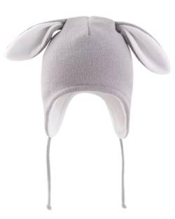 FORUHOO Mädchen Wintermütze Baby Strickmütze Jungen Beanie Warm Mütze mit Ohrenklappen(Fleece: Grau,48) von FORUHOO