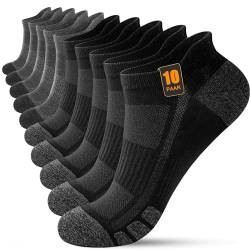 FORVEVO 10 Paar Sneaker Socken Herren 39-42, Laufsocken Damen Atmungsaktive, Baumwolle Sportsocken Kurz für Laufen Tägliche (Schwarz&Grau) von FORVEVO